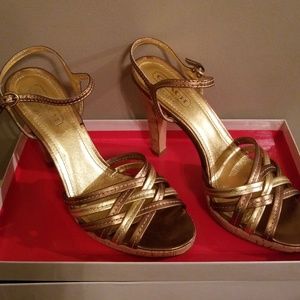 Coach gold strappy heels